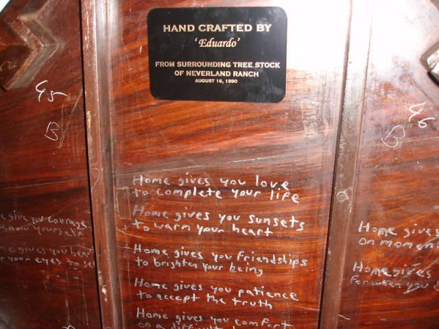 Words written by Michael Jackson underneath a table in his Neverland Home.