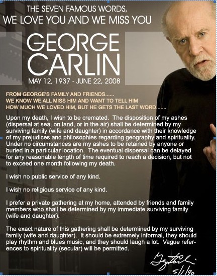 George Carlin's final wishes