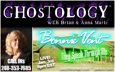 Bonnie Vent guest appearance on Ghostology 01/03/09 5:00pm PT