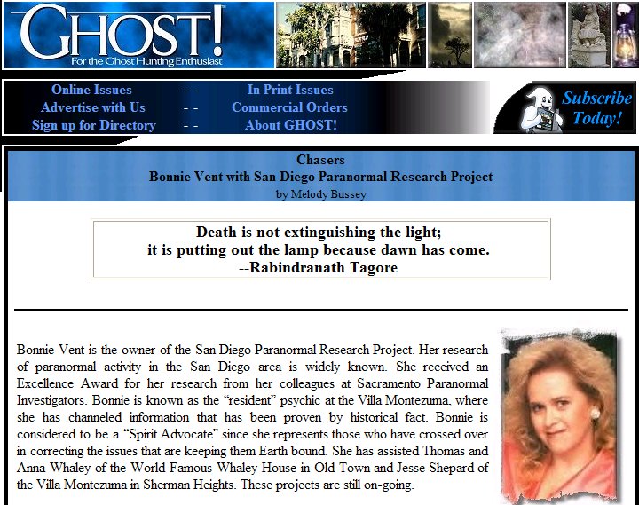 Bonnie Vent in Ghost Magazine